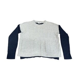 Madewell Patch Pocket Sweater Oversized Colorblock Blue Gray XXS Minimalistt